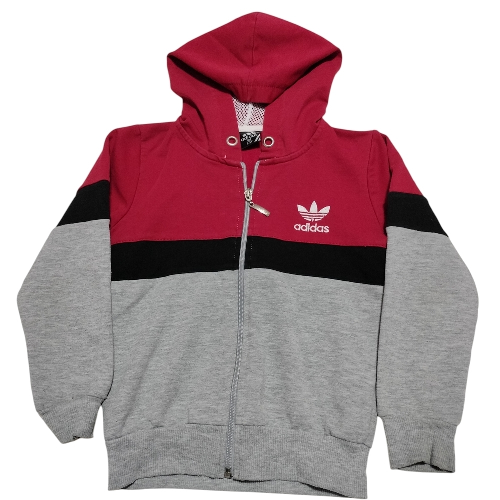 Adidas Kids Red and Gray Hoodie Jacket